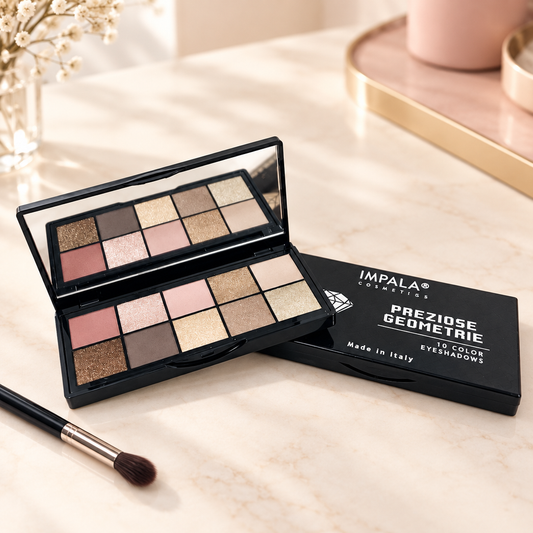 Παλέτα σκιών IMPALA Cosmetics Preziose Geometrie PG 10.2 σε φωτεινό nude φόντο