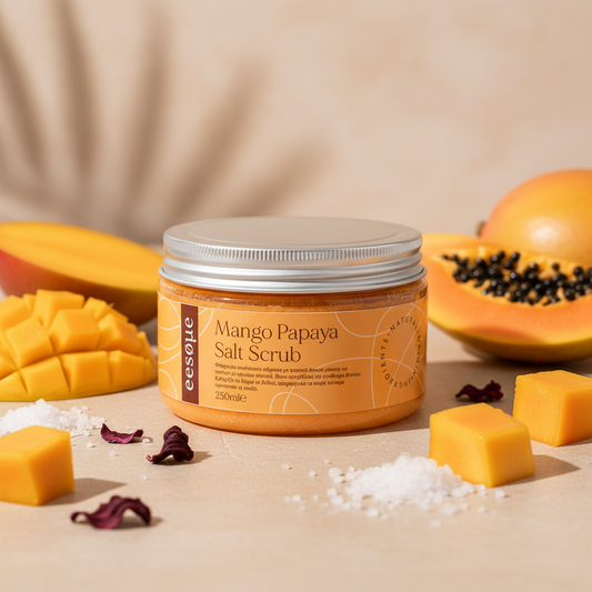 eesøue Mango Papaya Salt Scrub – Απολεπιστικό Σώματος 250ml - Skinfluenced by nature