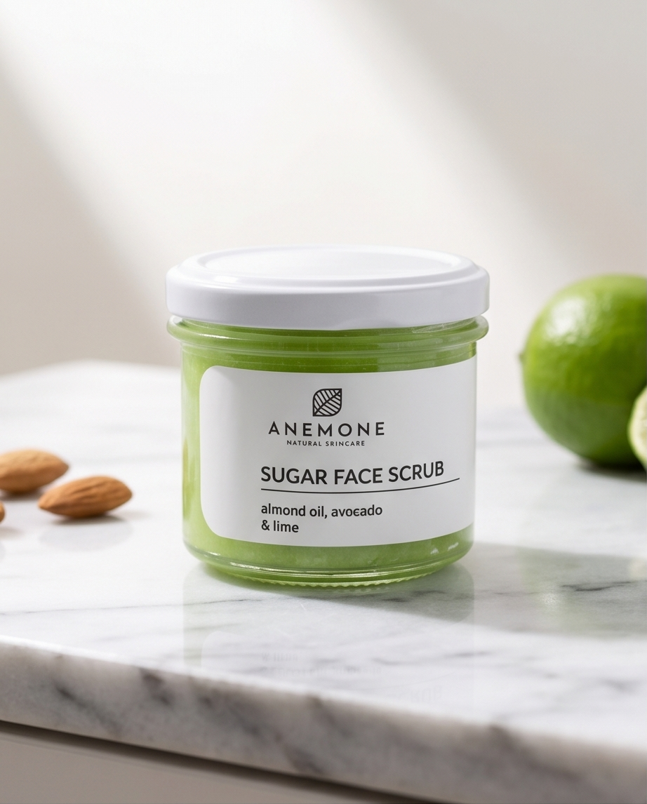 Anemone Sugar Face Scrub – Αμυγδαλέλαιο, Αβοκάντο & Lime