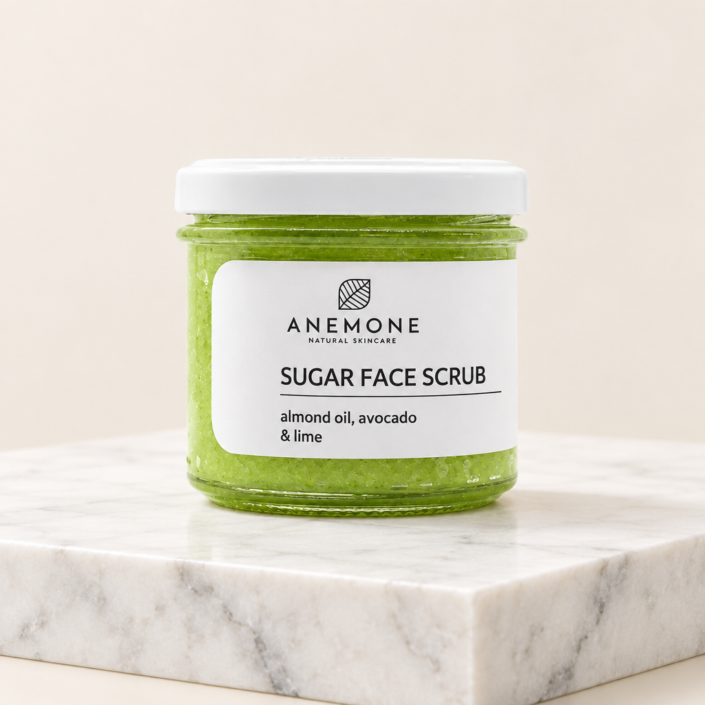 Anemone Sugar Face Scrub πάνω σε λευκό μάρμαρο