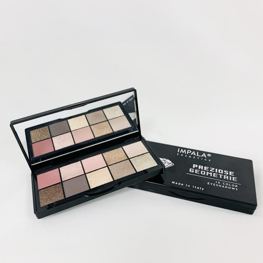 Ανοιχτή παλέτα σκιών Impala Cosmetics Preziose Geometrie PG 10.2 με 10 αποχρώσεις και καθρέφτη
