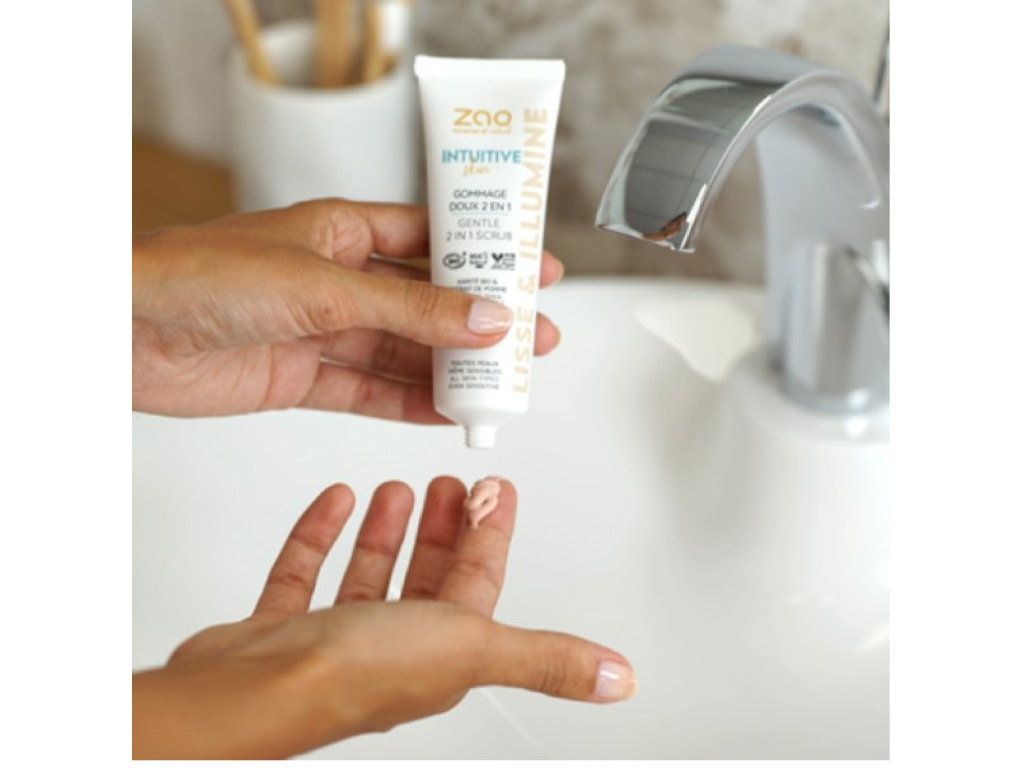Zao Organic Skin Intuitive Gentle Scrub 2 in 1 – Βιολογικό Απαλό απολεπιστικό προσώπου 2 σε 1, για όλους τους τύπους δέρματος-50ml