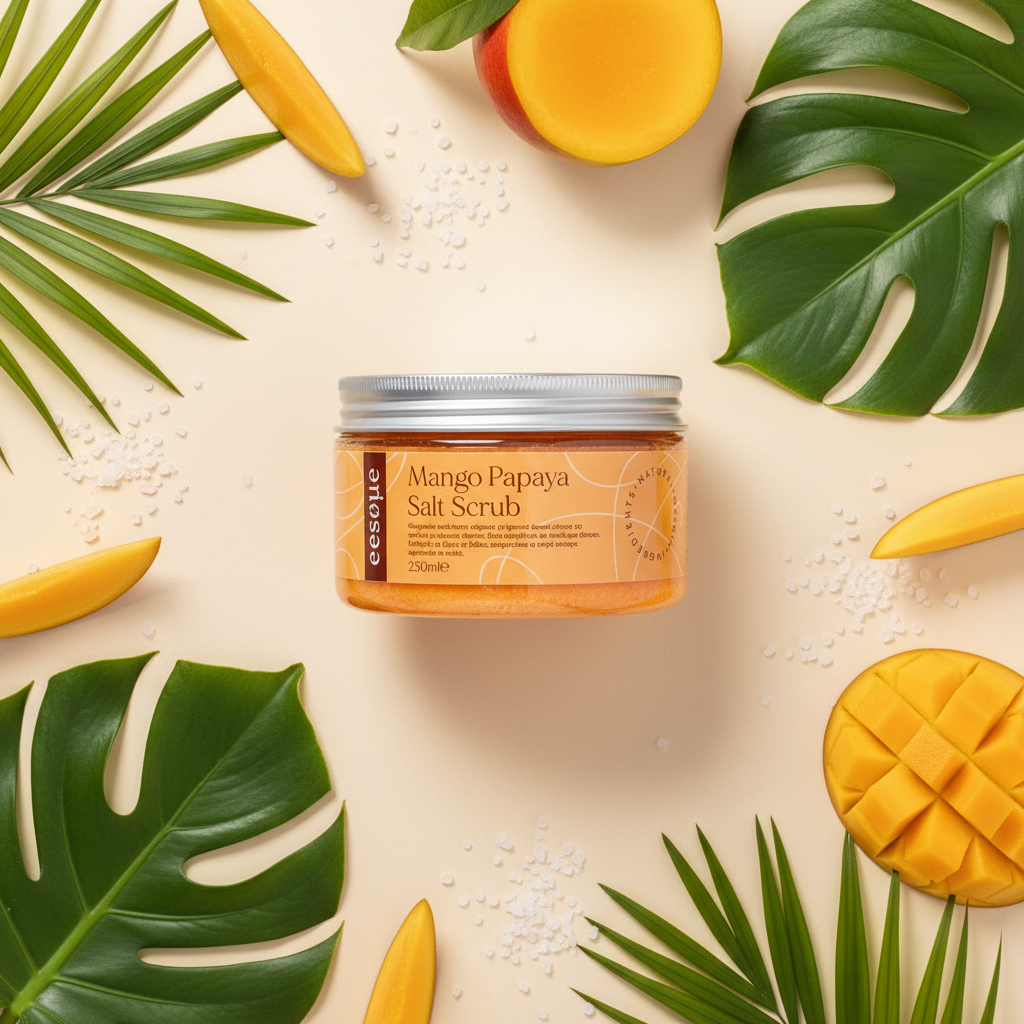 Mango Papaya Salt Scrub - Flat Lay