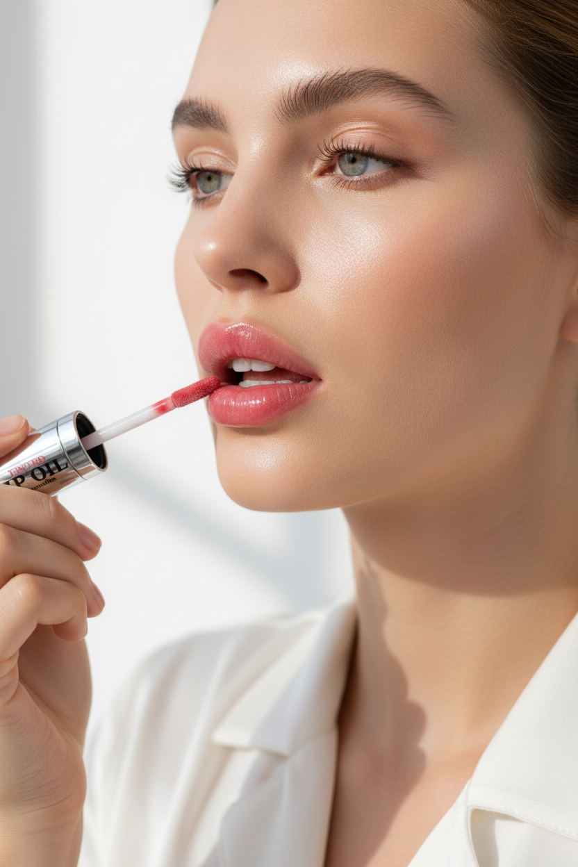 Model applying lip oil